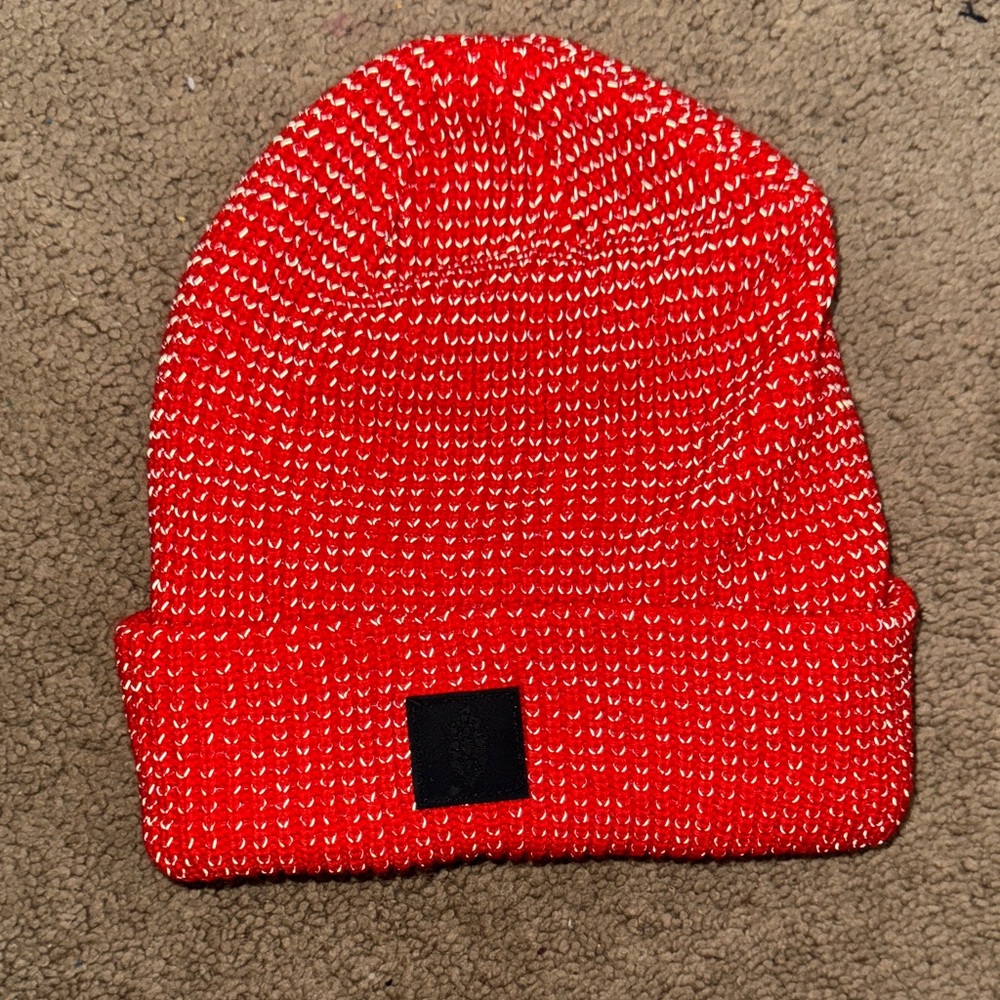 Free people movement Red and White Knit Beanie